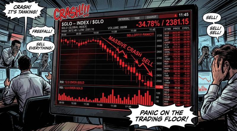 Traders reacting with panic to a massive stock market crash and selloff